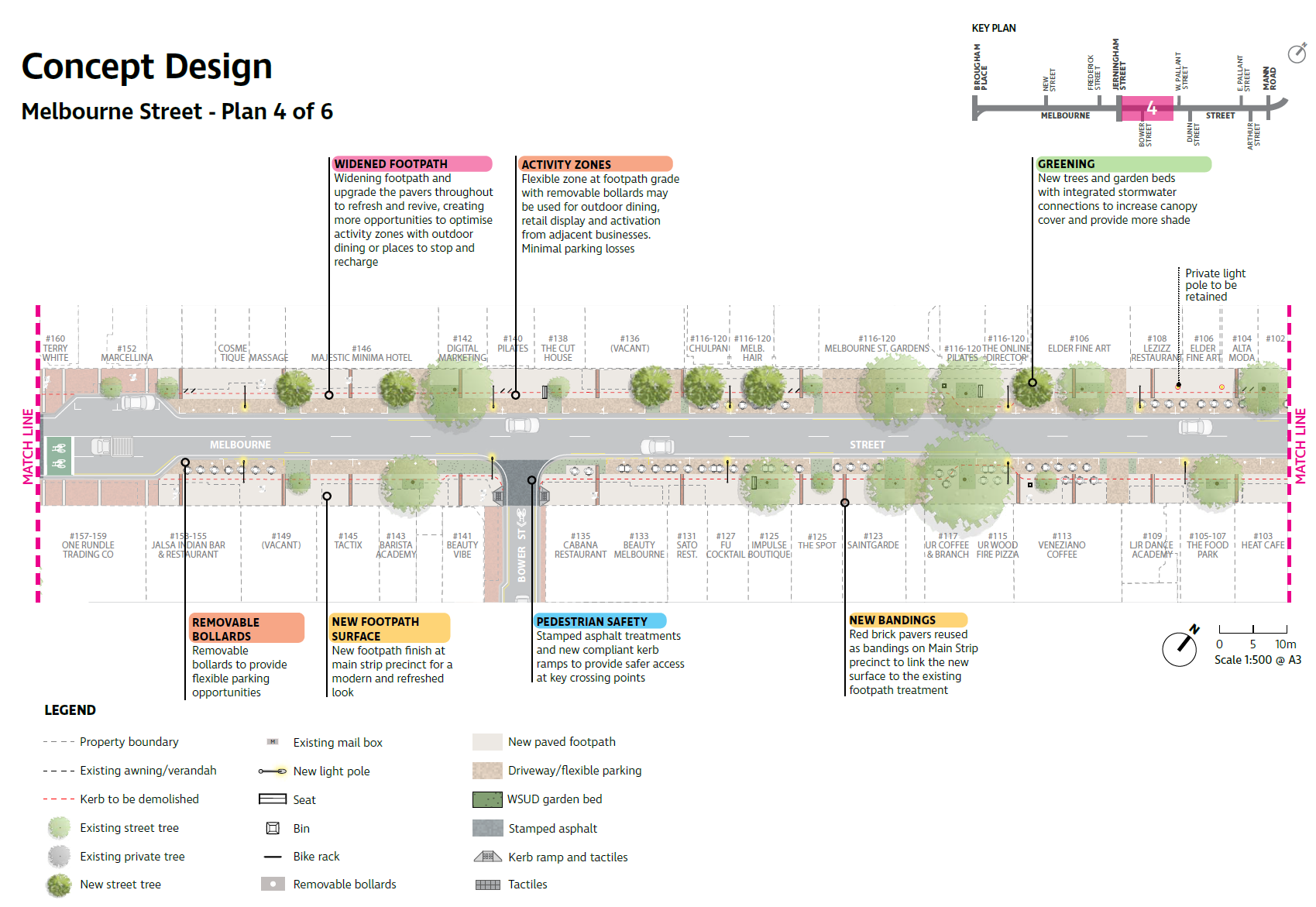 Plan showing the concept design for the fourth section of the street