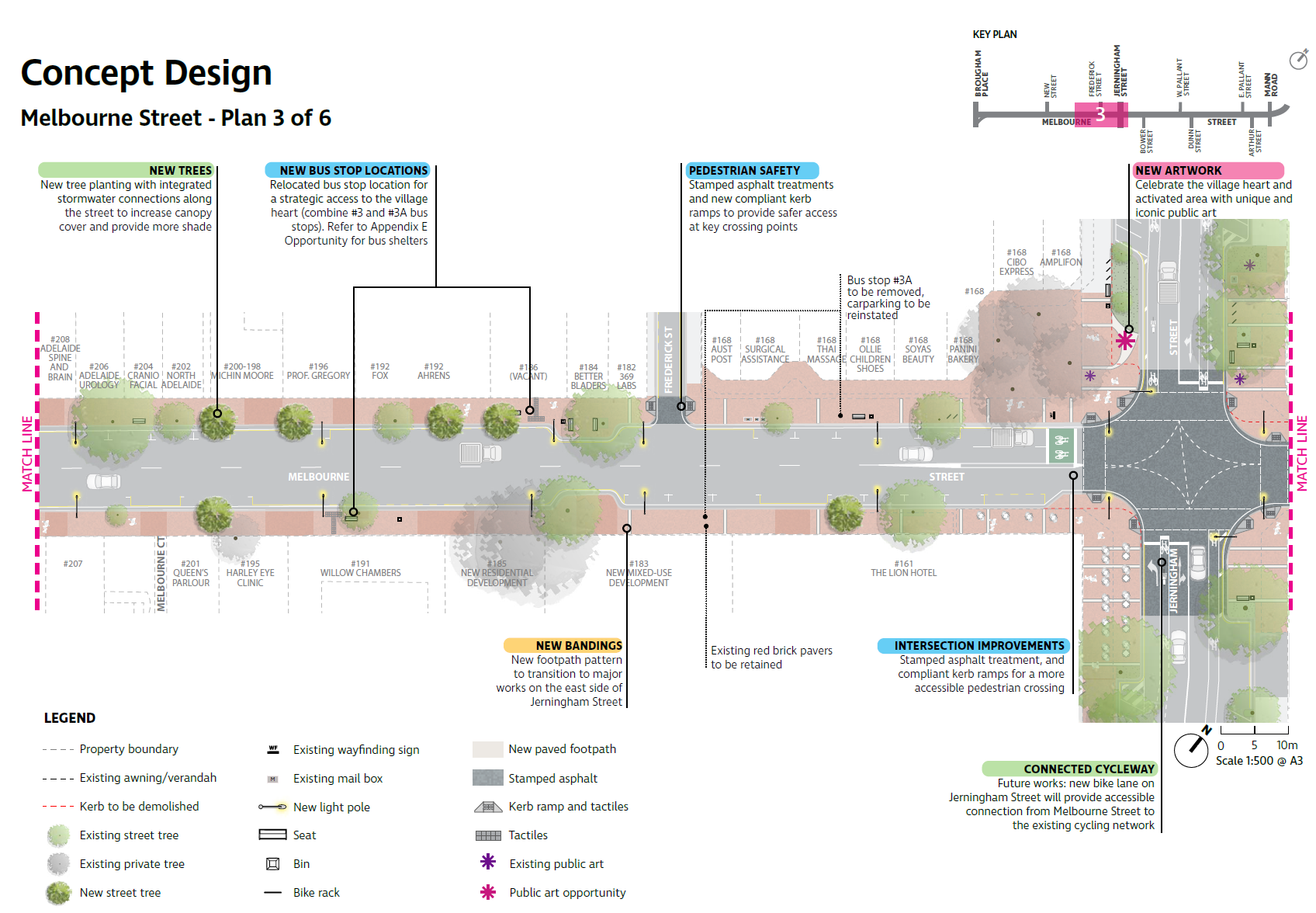 Plan showing the concept design for the third section of the street
