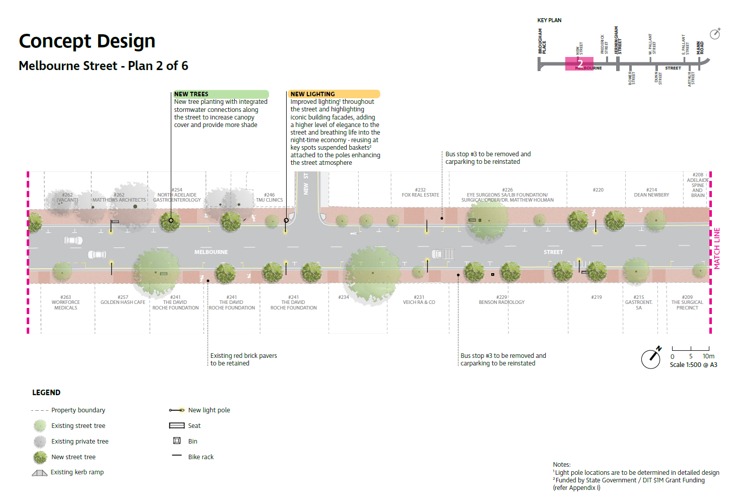 Plan showing the concept design for the second section of the street