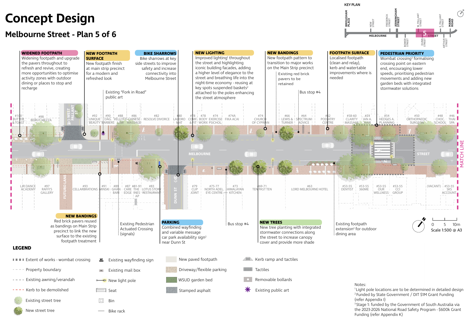 Plan showing the concept design for the fifth section of the street