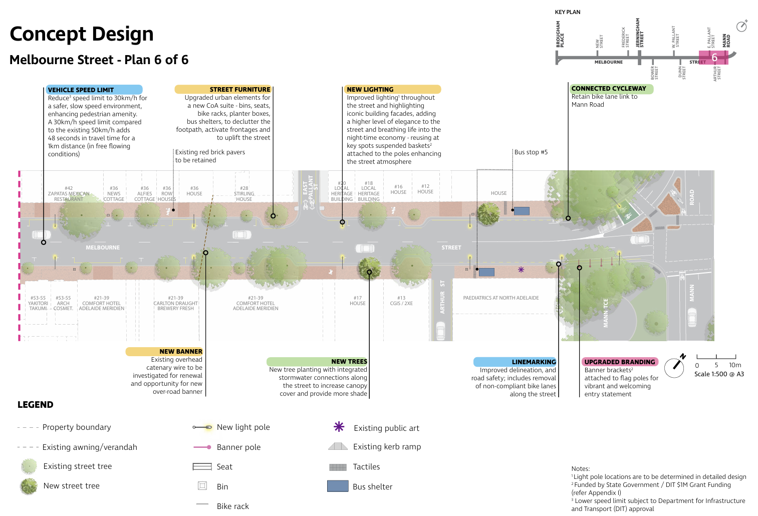 Plan showing the concept design for the sixth section of the street